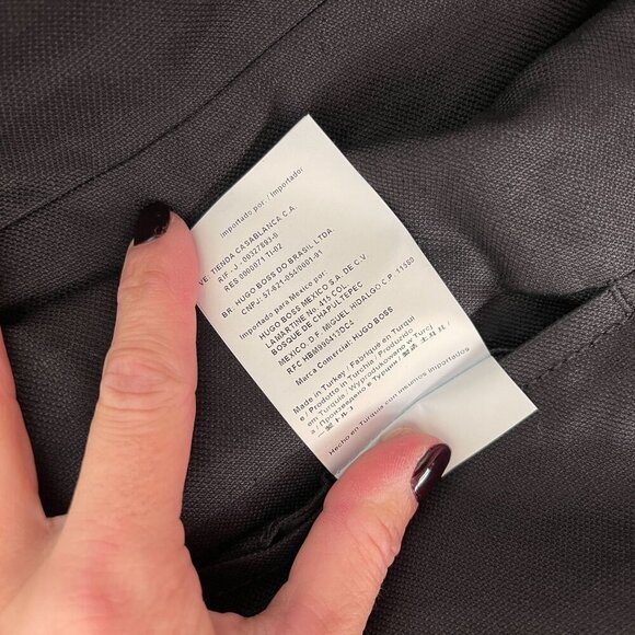 Hugo Boss Black Linen Belted Jacket Blazer Animal Print Lining Size 8 Wrap Back - Picture 14 of 16